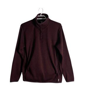 Eddie Bauer Women's Burgundy 1/4 Snap Close Fleece Pullover Sweatshirt